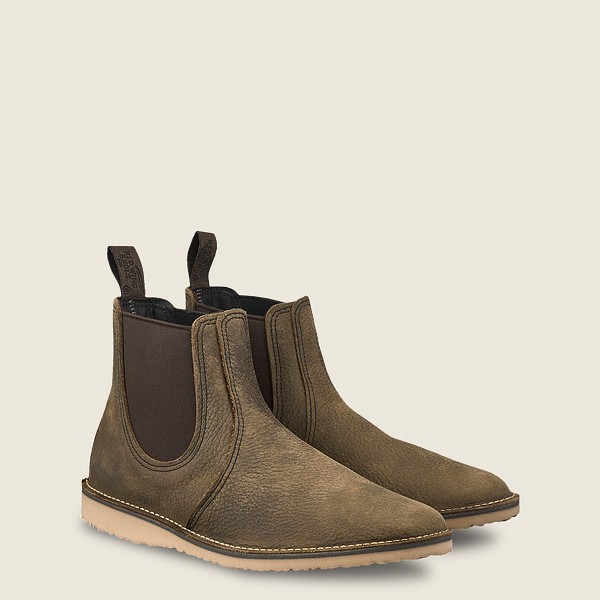 Bottes Red Wing Heritage - Weekender Chelsea - 6-Inch Roughneck Cuir - Vert Olive - Homme 681YXHIND